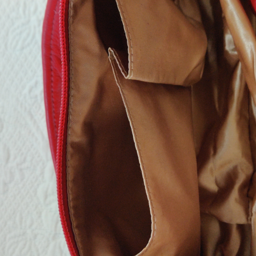 The Sak Red Leather Weaved Strap & Stitch Design Handbag - Picture 9 of 12